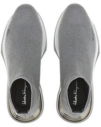 Ferragamo - Logo-Print Sock Sneakers 030177753455 - Lyst
