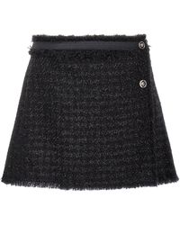 Versace - Vichy Tweed Wrap Mini Skirt - Lyst