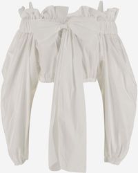Patou - Cotton Crop Top With Bow - Lyst