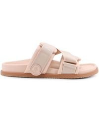 Moncler - Mon Summer Leather Sandals With Nylon Details - Lyst