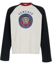 Versace - Long Sleeve T-Shirt With Printed Logo On The Front - Lyst