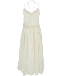 Twinset - Dress With V Neck And All-Over Lace Embroidery - Lyst