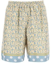 Versace - Allover Silk Shorts - Lyst