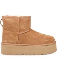UGG - Classic Mini Platform Ankle Boots Sheepskin; Suede; Fleece - Lyst