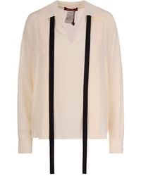 Max Mara - Mstcolono Tie-Detail Pleated Shirt - Lyst
