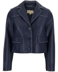 MICHAEL Michael Kors - Jacket With Notched Lapel — Lamb Leather - Lyst
