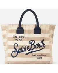 Mc2 Saint Barth - Vanity Canvas Shoulder Bag With Stripes Print - Lyst