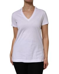 Dolce & Gabbana - V-Neck Cotton Short Sleeves T-Shirt - Lyst