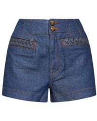 Zimmermann - Ink Stretch Denim Aster Shorts - Lyst
