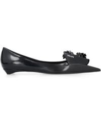 Prada - Brushed Calf Leather Ballerinas Shoes - Lyst