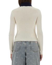 Self-Portrait - Merino Wool Cardigan Main Wool; Collar Jumpers - Lyst