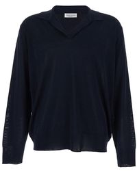 Roberto Collina - Cotton Blend V-Neck Sweater For Jersey - Lyst