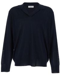 Roberto Collina - Cotton Blend V-Neck Sweater For Jersey - Lyst