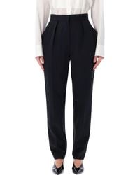 Balmain - High-Waisted Grain De Poudre Trousers - Lyst