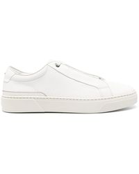 BOSS - Grained Leather Sneakers With Logo Tag On Laces - Lyst