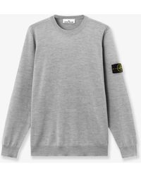 Stone Island - Wool Sweater With Side Logo Patch - Lyst