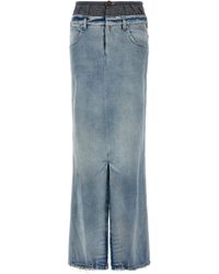 Maison Margiela - Layered Denim Maxi Skirt With Front - Lyst