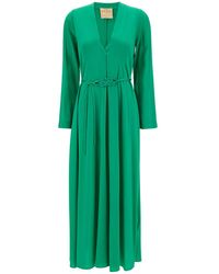 Forte Forte - Long Dress With Belt And Long Sleeves - Lyst