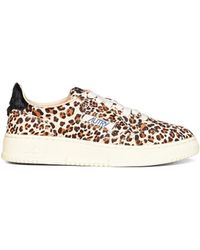 Autry - Leopard-Print Calf Hair Medalist Low Sneakers - Lyst