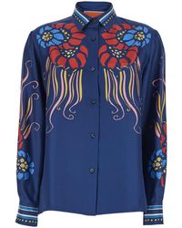 La DoubleJ - Silk Shirt With Classic Collar And All-Over Print - Lyst
