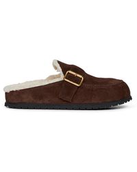 Prada - Mules Dark Suede & Shearling Calf Leather - Lyst