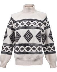 Brunello Cucinelli - Cashmere Patterned Turtleneck Sweater - Lyst