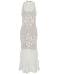 Twinset - Long Dress Knitted With V-Neck And Sleeves Viscose Polyamide - Lyst