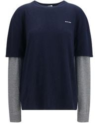 Miu Miu - Blue Wool Oves Aries Sweatshirt - Lyst