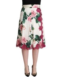 Dolce & Gabbana - Elegant Floral A-Line Midi Skirt - Lyst
