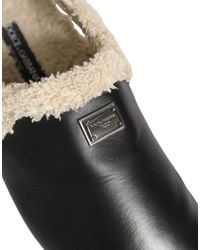 Dolce & Gabbana - Fur Shearling Slides Sandals Shoes Cotton Elastane - Lyst