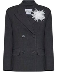 Self-Portrait - Stretch Wool-Blend Double-Breasted Flower Blazer - Lyst