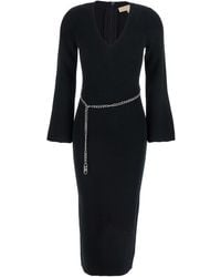 MICHAEL Michael Kors - Dress With Chain Belt And Logo Plaque On The Rear - Lyst