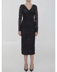 Dolce & Gabbana - Midi Dress With Polka-Dot Print - Lyst