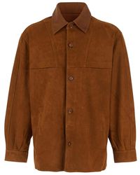 sunflower - Jacket With Classic Collar And Two Suede Front Pockets For Leather Outerwear - Lyst