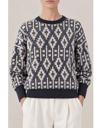 Brunello Cucinelli - Stone Wool Silk Jacquard Sweater Clothing - Lyst