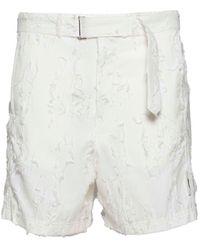 MSGM - Mid-Rise Distressed Belted Shorts - Lyst