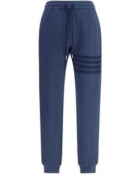 Thom Browne - Blue Cotton Casual Pants - Lyst