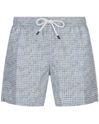 Fedeli - Swim Shorts With Micro Pattern Of Polka Dots And Flowers - Lyst