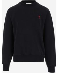 Ami Paris - Stretch Cotton Sweatshirt With Logo - Lyst