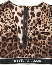 Dolce & Gabbana - Leopard Print Cropped Silk Tank Top Elastane - Lyst