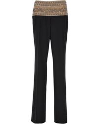 Stella McCartney - Crystal-Embroidered Mesh-Waist Wool Trousers - Lyst