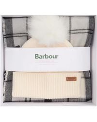Barbour - Beanie And Scarf Gift Set Dover Monochrome Tartan Viscose - Lyst