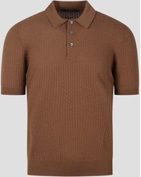 Tagliatore - Embossed Cotton Knit Polo Shirt - Lyst