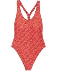 Fendi - All Over Logo One-piece Swimsuit - Lyst