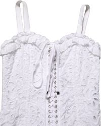 Dolce & Gabbana - Broderie Anglaise Cotton Mini Dress Viscose Polyester - Lyst