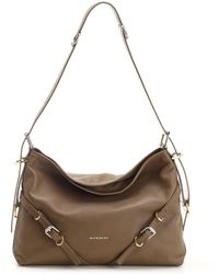 Givenchy - Taupe Leather Medium Voyou Shoulder Bag - Lyst