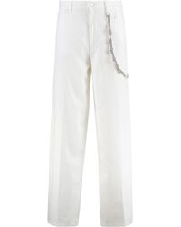 Pinko - Pants With Logo Patch On The Back And Chain Detail With Rhinestones - Lyst