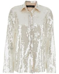 FEDERICA TOSI - Metallic Shirt With Mesh Design And All-Over Applied Sequins - Lyst