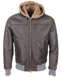 Barba Napoli - Shearling Bomber Jacket With Hood With Drawstring And Trims - Lyst