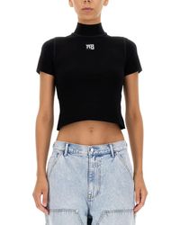 T By Alexander Wang - Cropped T-Shirt - Lyst